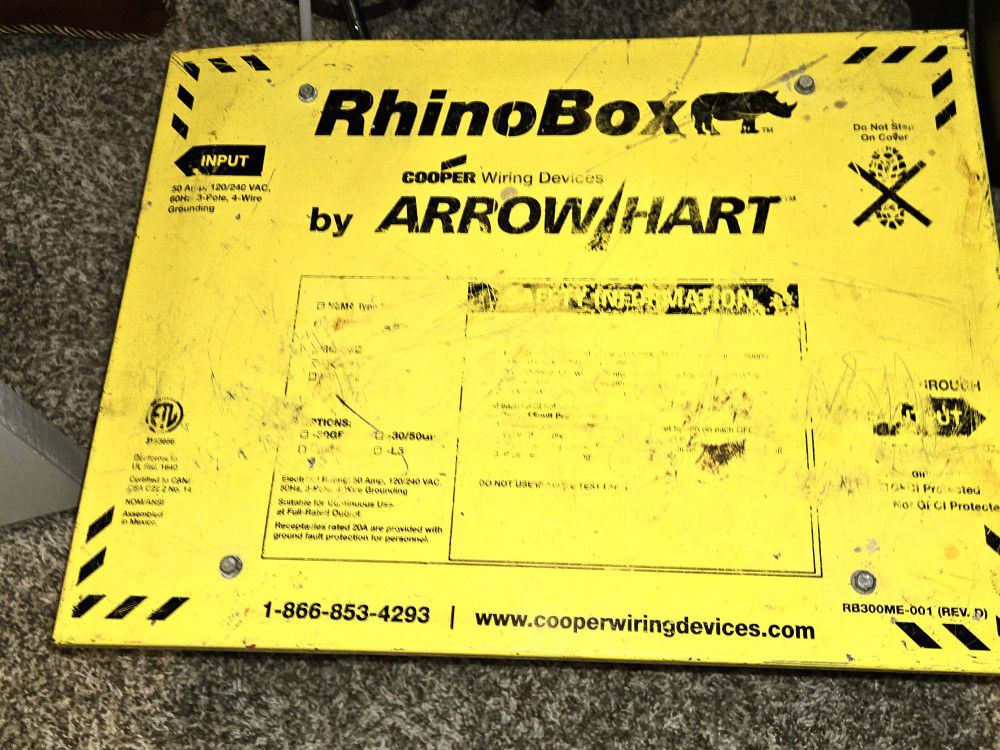 Arrow Hart Rhino Box RB300ME GFCI Power Center, 50 A, 120/240 V