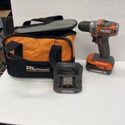 Ridgid 18v Brushless Sub Compact Cordless 1/2” Drill Driver Kit With Battery, Charger And Bag