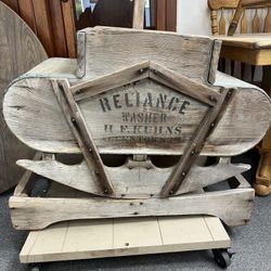 Antique Primitive Wooden Barrel Washing Machine – RARE "RELIANCE" Hand-Crank 