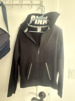 Pink Black Half Zip Up Sweater S