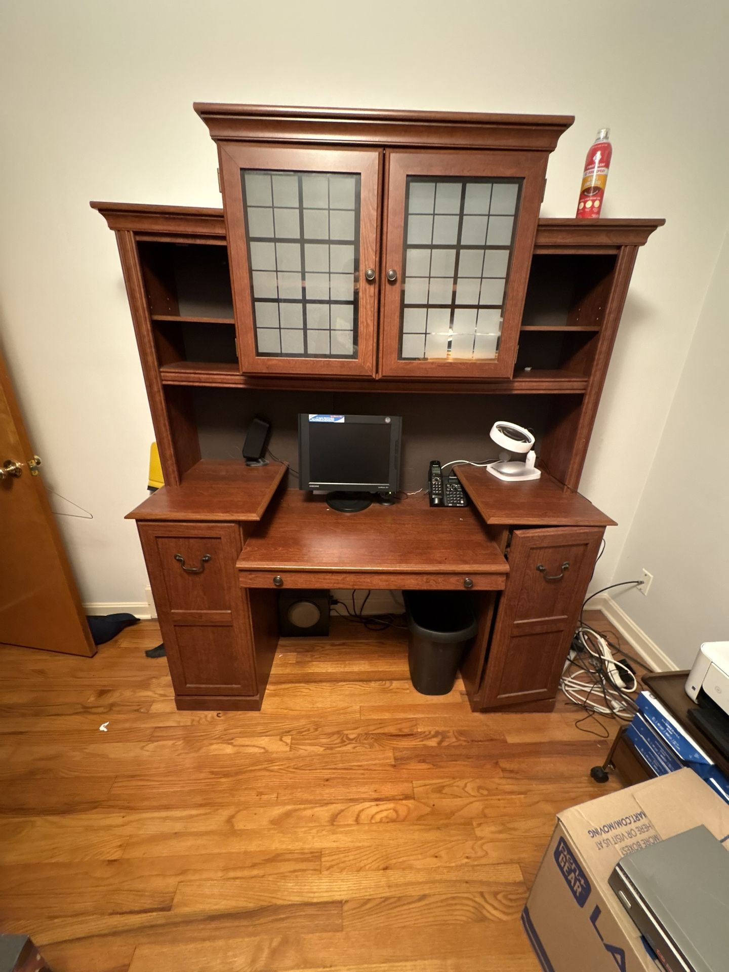Farmhouse computer desk with storage