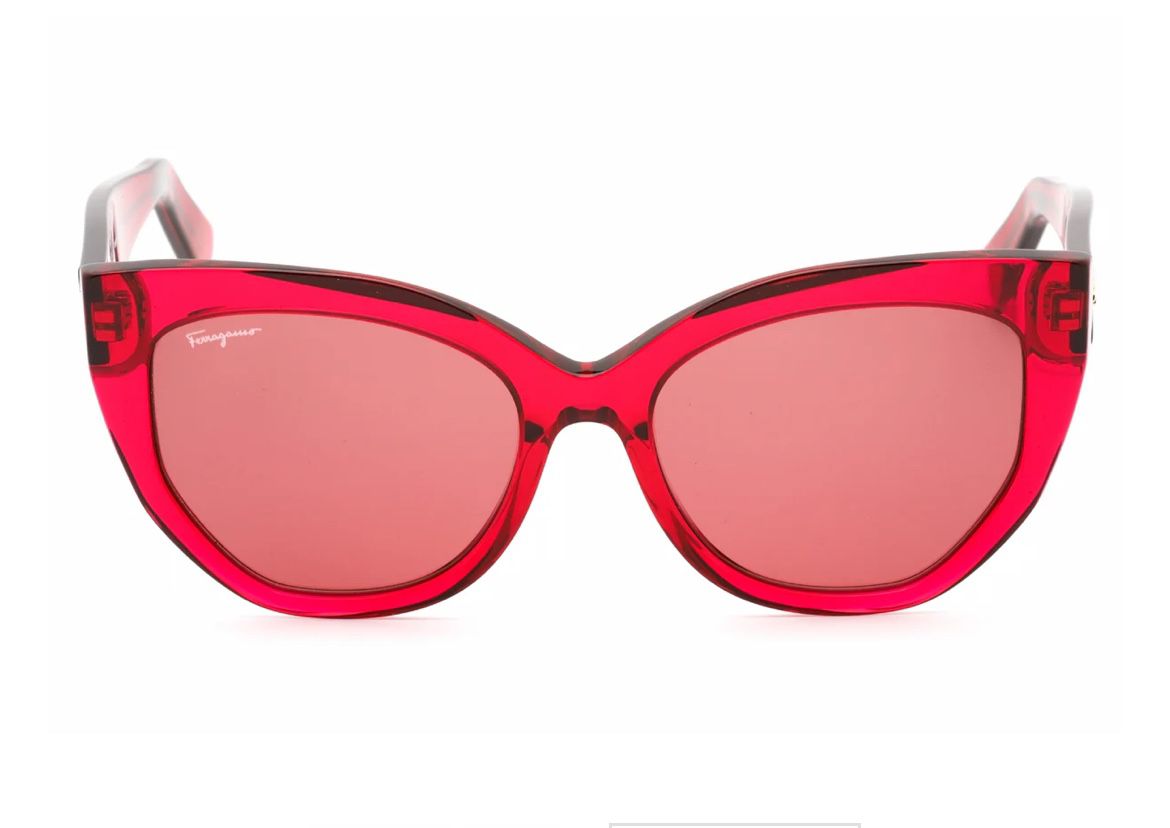 New Salvatore Ferragamo Sunglasses Red Transparent 
