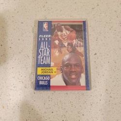 Six mint Michael Jordan cards in plastic case