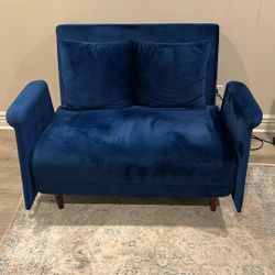 Cute Little Blue Velvet Loveseat