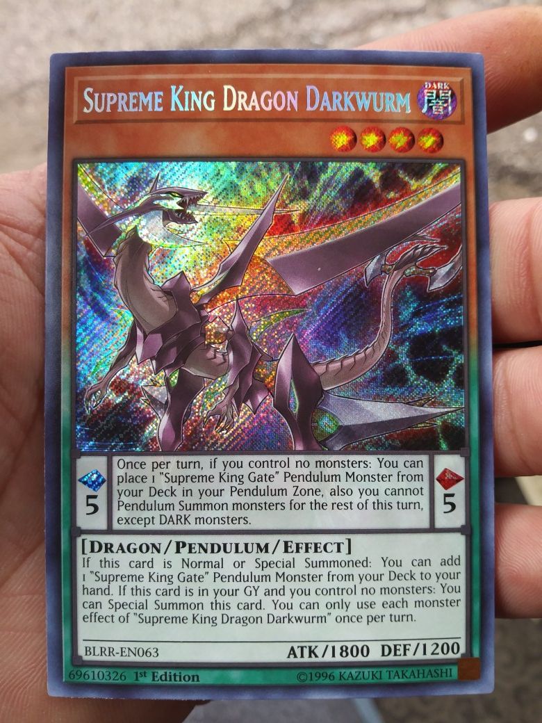 YUGIOH SUPREME KING DRAGON DARKWURM SECRET RARE MINT CONDITION!!!