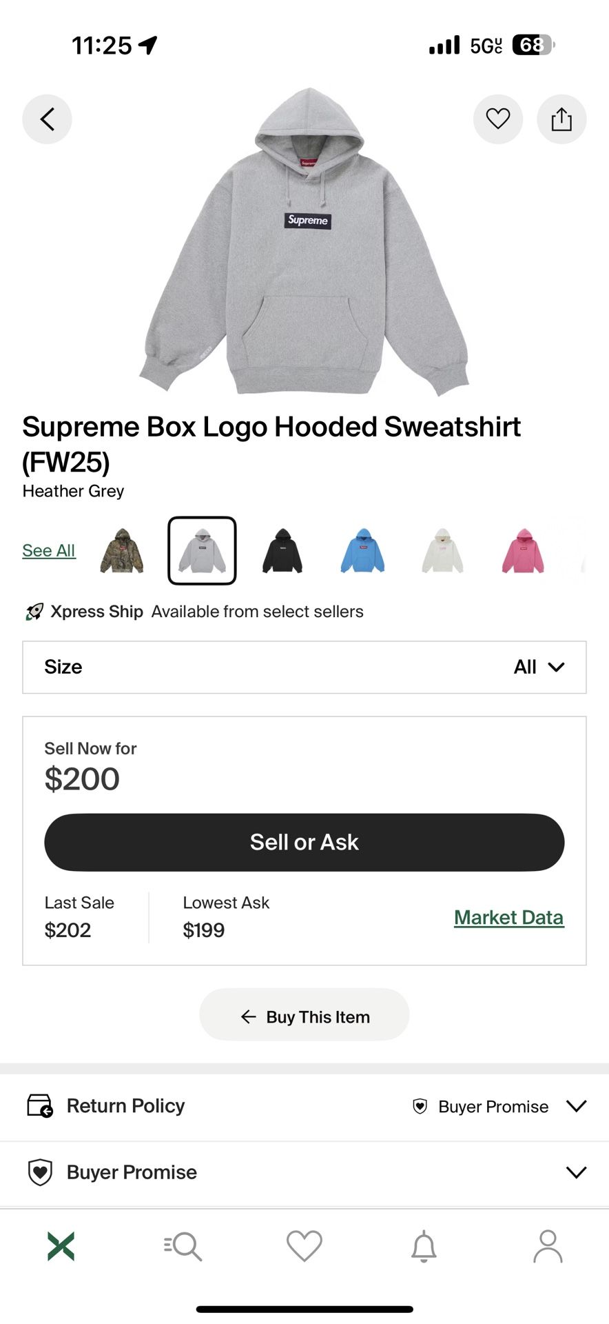 Large Grey And navy Supreme Box Logo Hoodie 