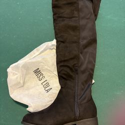 New 6.5W Women Black Knee Boots