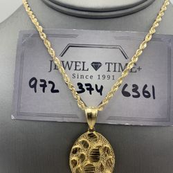 10k Nugget Piece And Rope Chain. Package Deal 