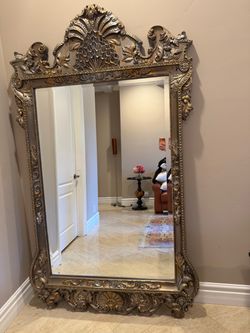 Large Ornate Silver Floor Mirror
