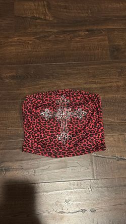 pink cheetah rhinestone tube top