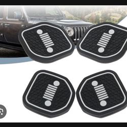 4Pcs Automotive Cup Holder Pad Fits for Jeep Wrangler JL JLU Gladiator 2018-2023 (black & gray)