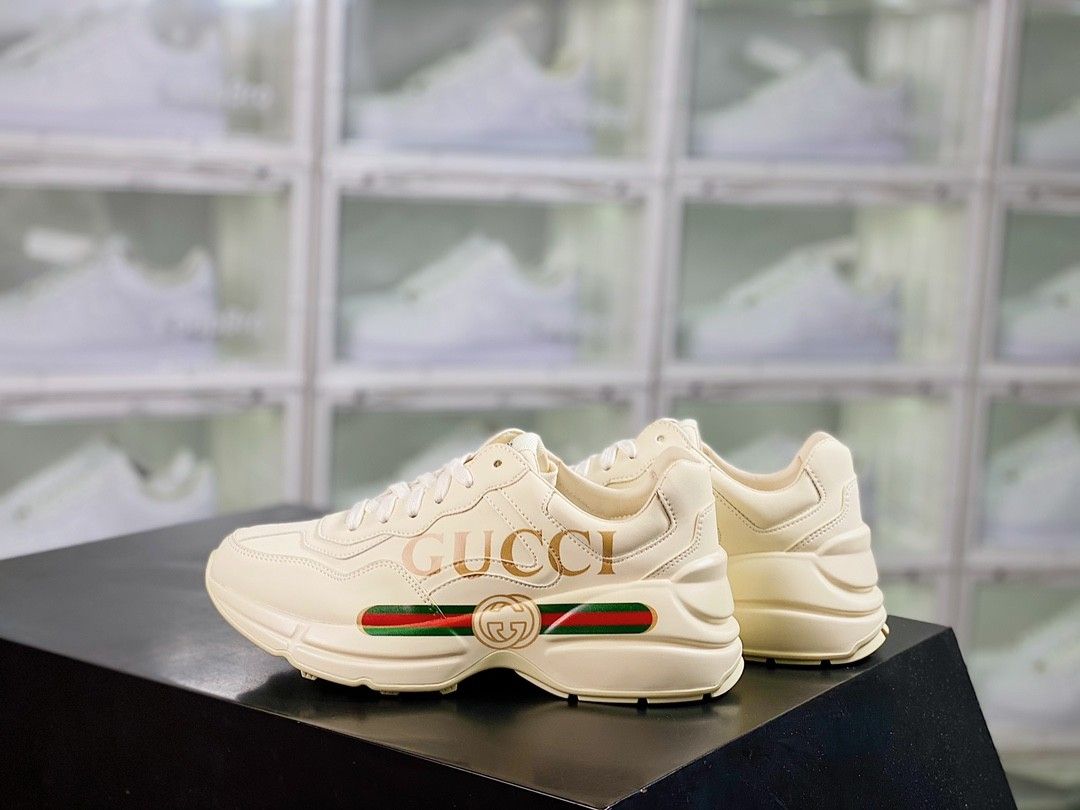 Rhyton Glitter Womens Gucci Rhyton Sneakers Gucci Beige Leather