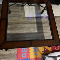 46” Square Iron And Glass Coffee Table