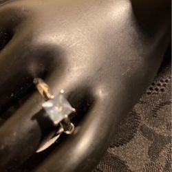 Sterling Silver Rings With Square Light Blue Stone
