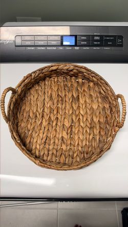 Round Woven Wicker Basket Tray