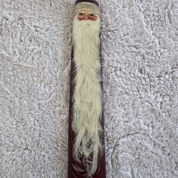 Hand painted Folk Art Santa Claus on Barrel Stave Wood 14” Ht