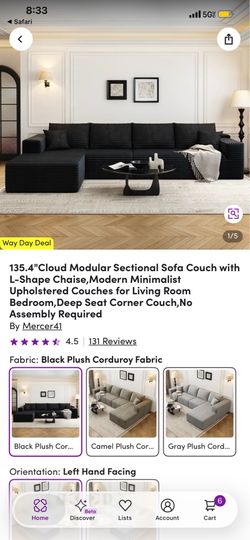 Wayfair: Cloud sectional sofa