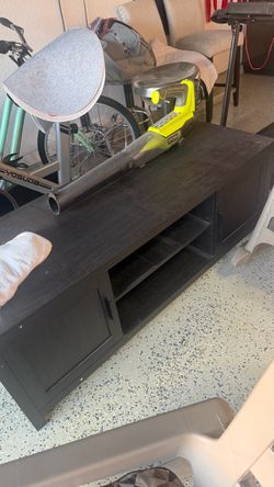 Black TV Stand with Open Shelves
