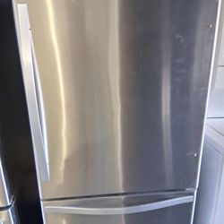 Whirlpool stainless steel French doors apartment size fridge fully functional