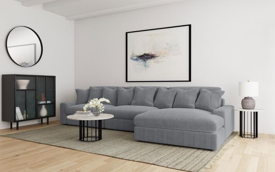 New Sectional Grey Corduroy 