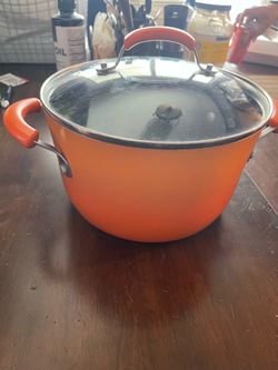 Orange Stock Pot with Glass Lid