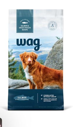 Wag Dry Dog Food Salmon & Sweet Potato, Grain Free 24 lb Bag NEW