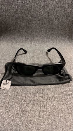 Persol Matte Black Rectangular Polarized Sunglasses