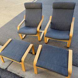 IKEA Poang Chairs w/ottoman