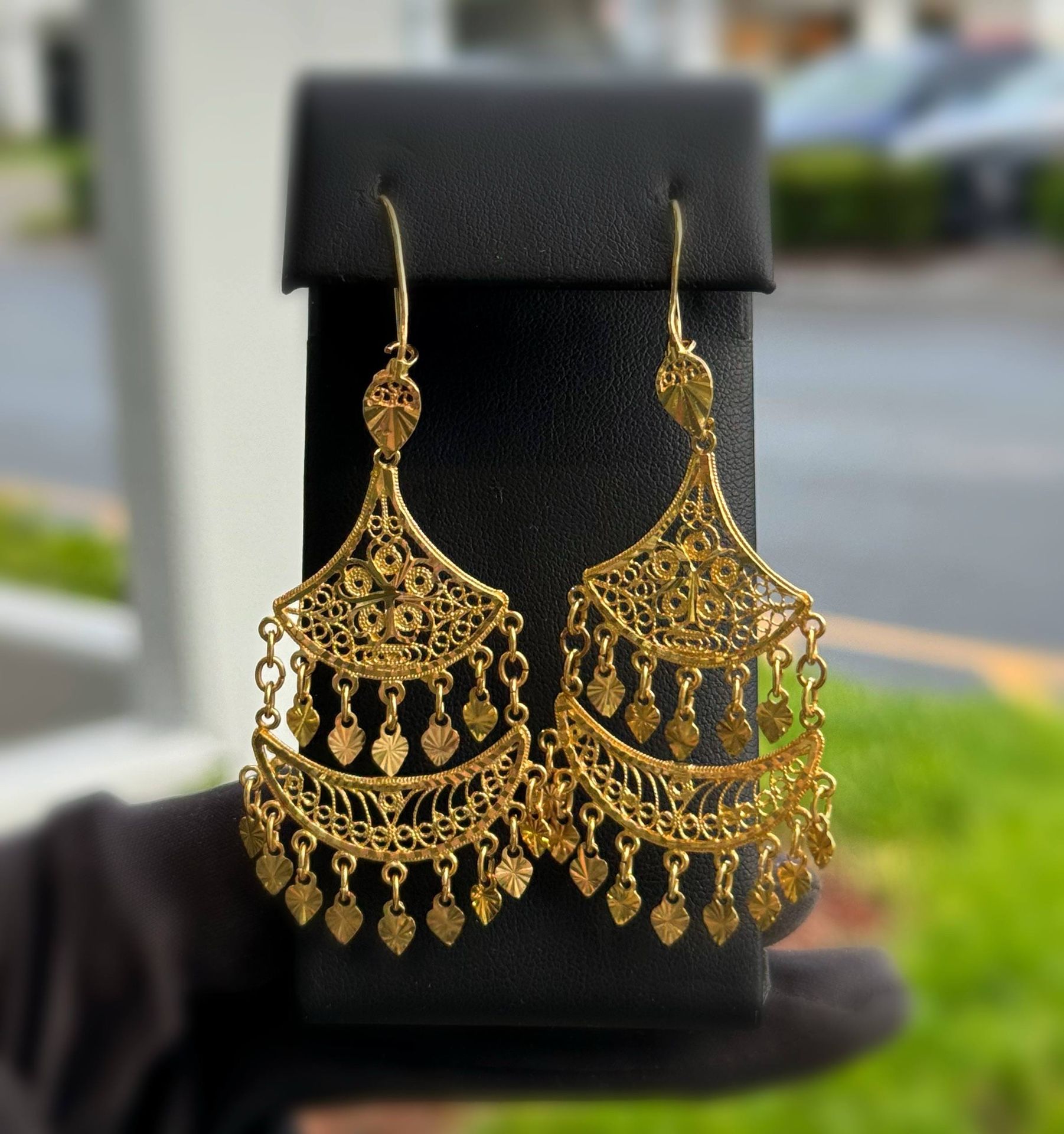 Jewelry Vintage 14k solid yellow gold bird mini heart drop earrings