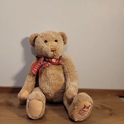 Large FAO Schwarz . TEDDY BEAR 2000 Plush with Red Ribbon🐻