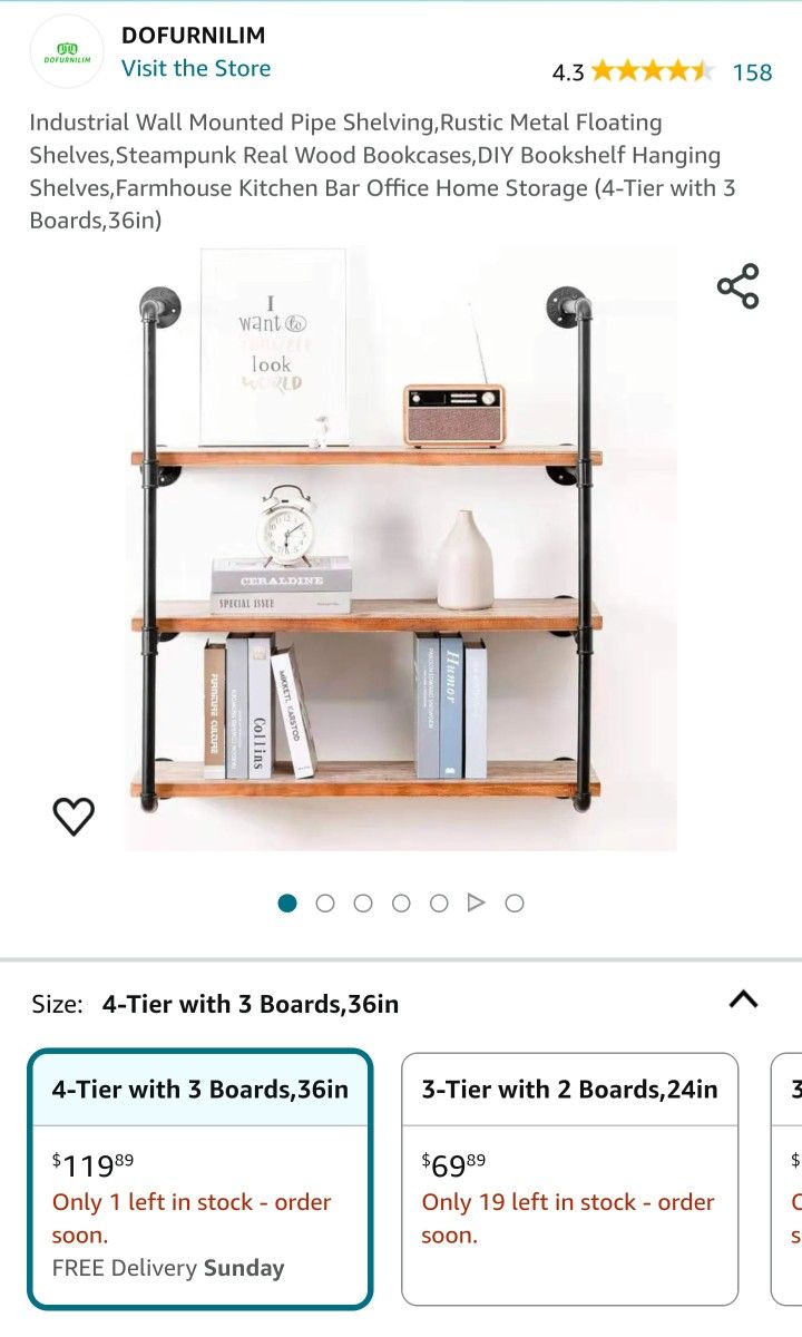 Solid Wood Floating Pipe Shelving