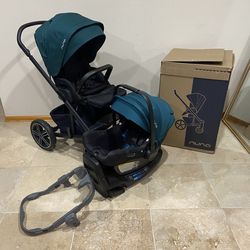 Nuna Mixx Stroller With Car Seat RX With Green Canopy  Car Seat exp 2030
