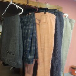 5 Prs Of Ann Klein Dress Pants With 2 Lined Back Pockets , Side Slit Pockets, Front Zipper.  Sz 18 S