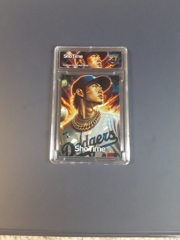 Shohei Ohtani Slab Cracked Ice REFRACTOR Original Art Novelty Card