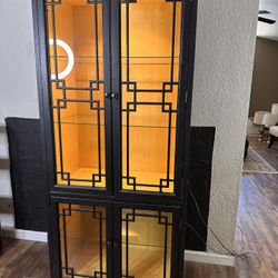 Black Fretwork Curio/China Cabinet 