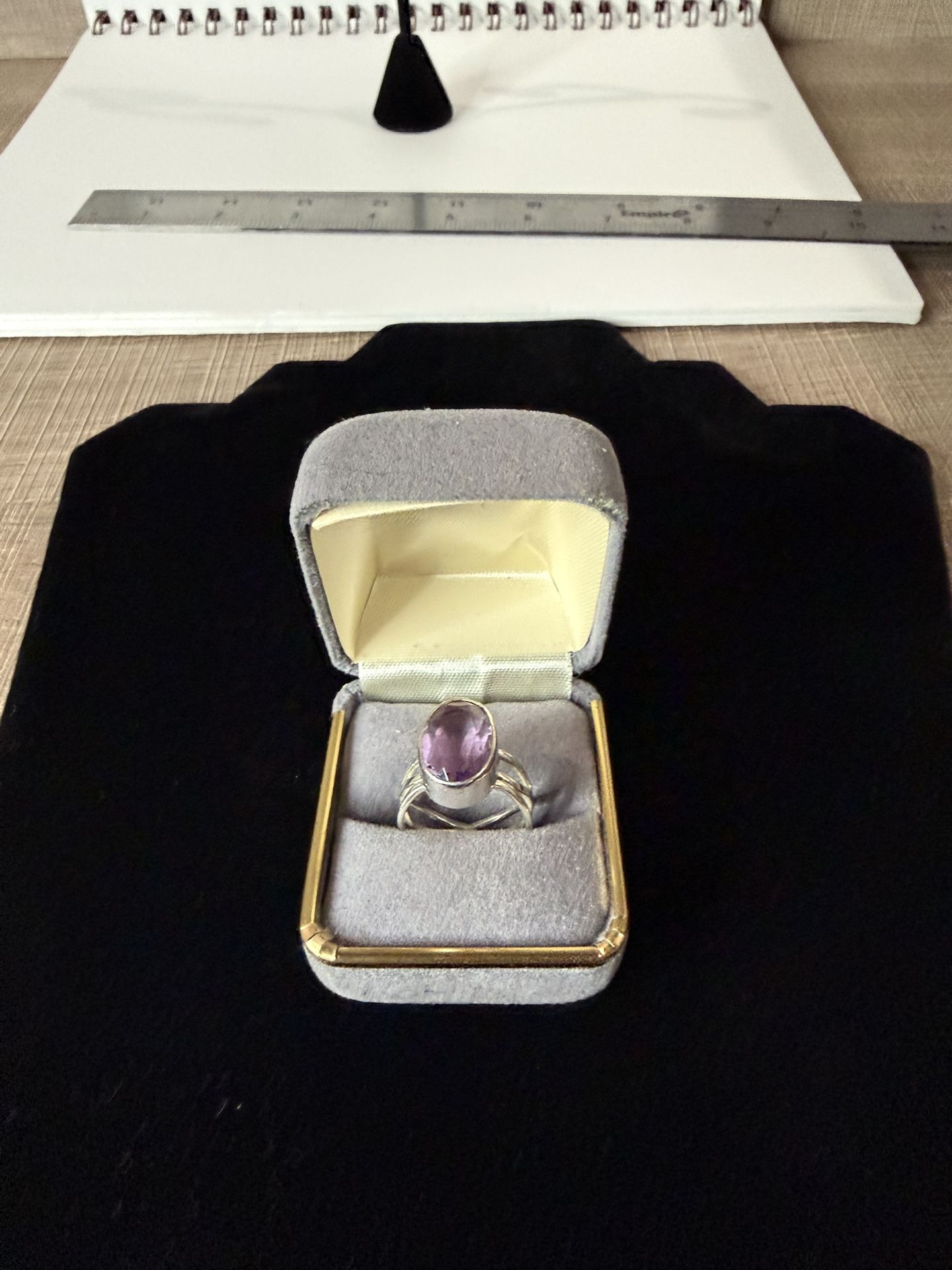 Vintage Sterling Silver 925 Amethyst Ring – Oval Purple Gemstone – Size 7