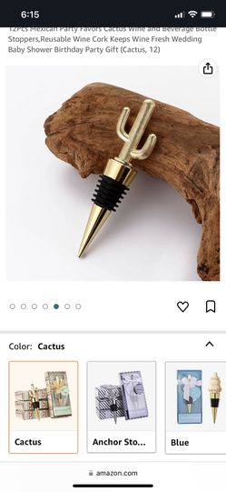 12 Gold Cactus Wine Corks, Party Favor