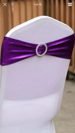 METALLIC SPANDEX CHAIR SASHES WITH SILVER ROUND BUCKLES