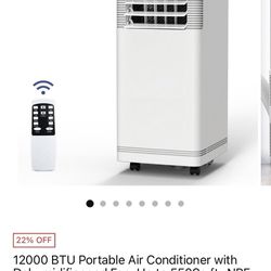 12000 BTU Portable Air Conditioner with Dehumidifier and Fan Up to 550 Soft