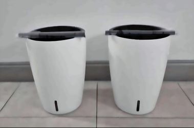 PAIR of 16" White Self Watering Planters (2 for $45) @ Lasting Creations