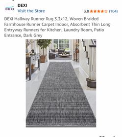 Hallway Runner Rug 3.3x12 Dark Gray