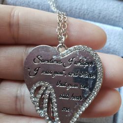 Stainless Steel Hearts Pendant With Stone...20 Inches Long