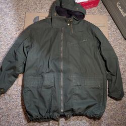 Vintage Claiborne Mens Heavy Duty Bomber Jacket Coat Green L Large Hooded Zipper