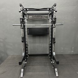 PRO SERIES Ultimate 3-1 Half Rack Functional Trainer w/Smith Machine Bar | 400lb Stack | Gym Equipment | Fitness | Commercial | Squat Rack