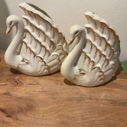 2  Elegant Ceramic Swans