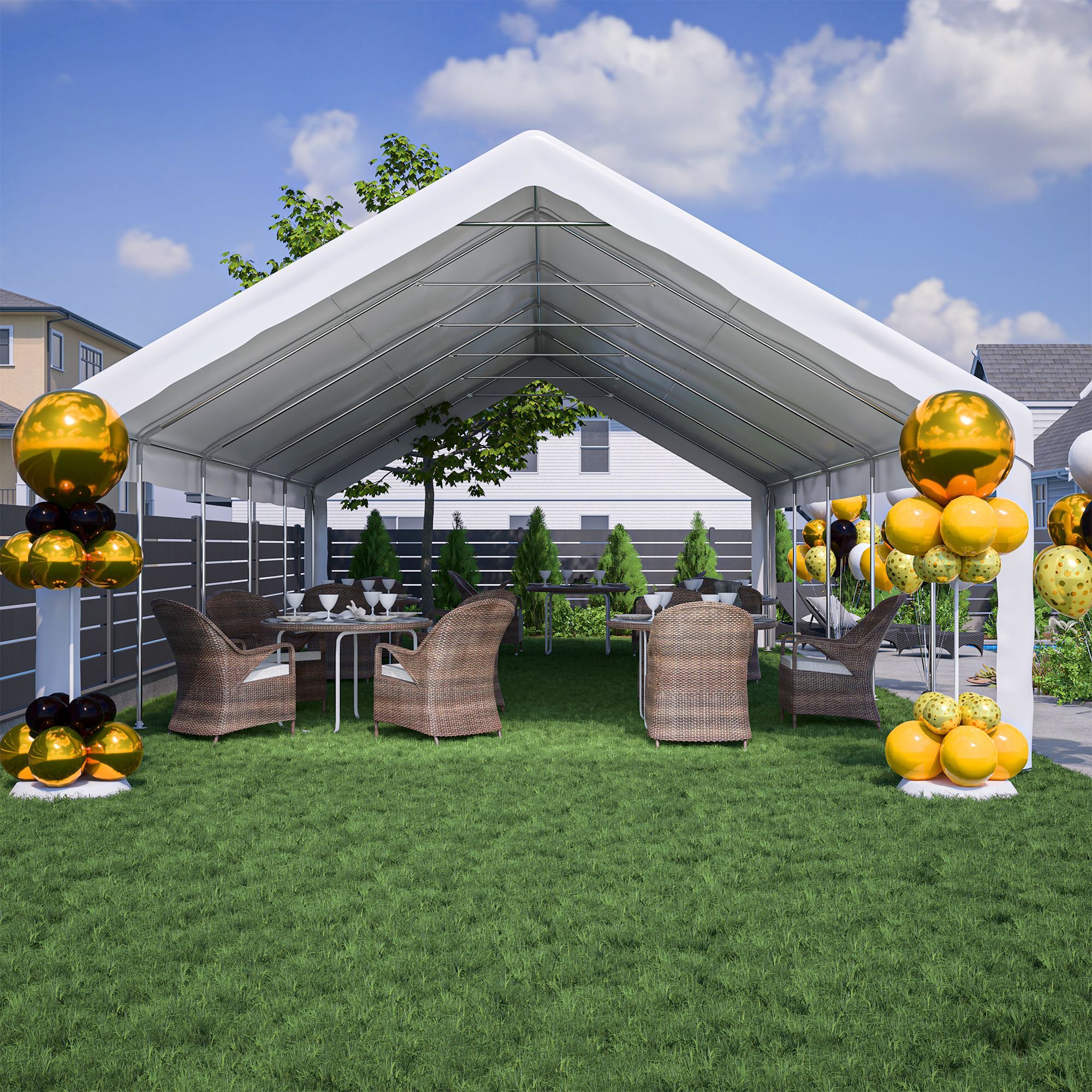 20x32 FT Party Tent with 3 Storage Bags & Removable Sidewalls, Outdoor Canopy Gazebo for Carport Camping Garden Wedding BBQ Commercial