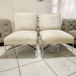 Barrymore Luxury Chair Slate Reptile Upholstered with Polished Stainless Steel Legs