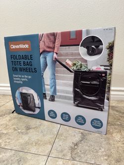 XL CleverMade Foldable Tote Bag on Wheels