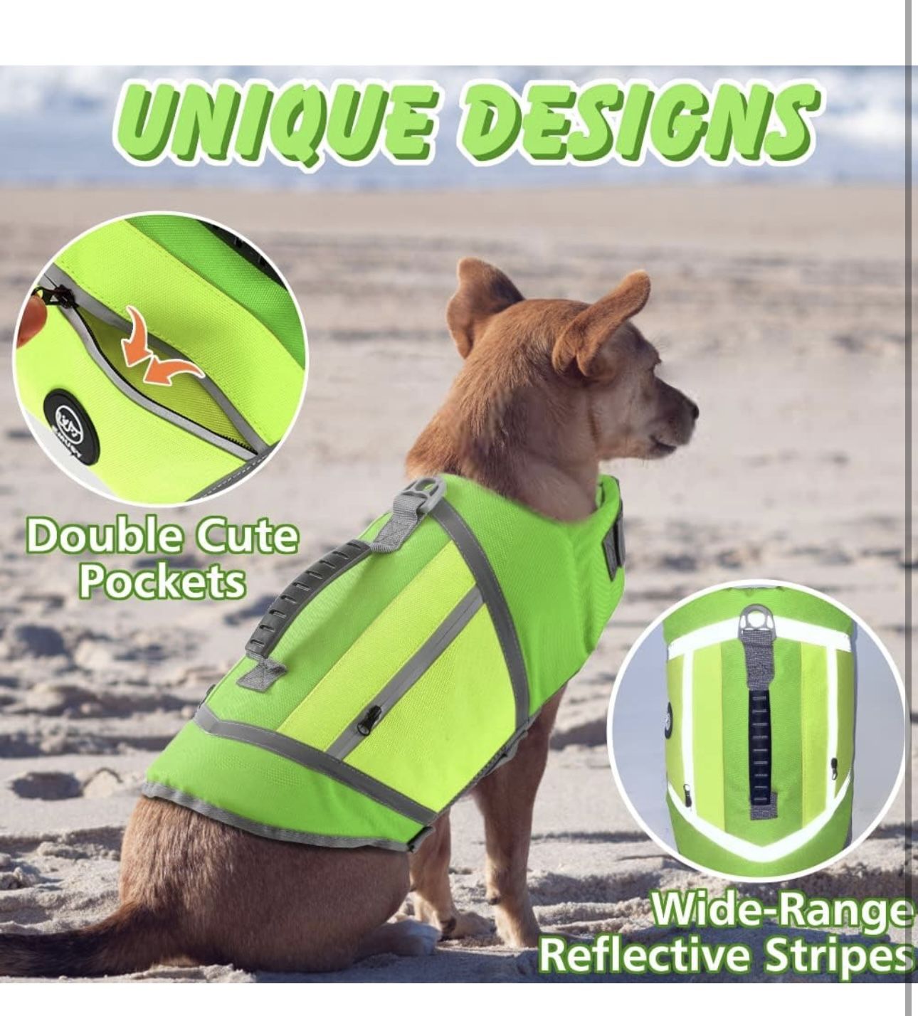 EMUST Dog Flotation Vest, High Visibility Life Vests for Dogs