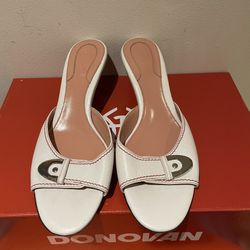 Bally women's 6.5 M White slides leather med heel shoes sandals